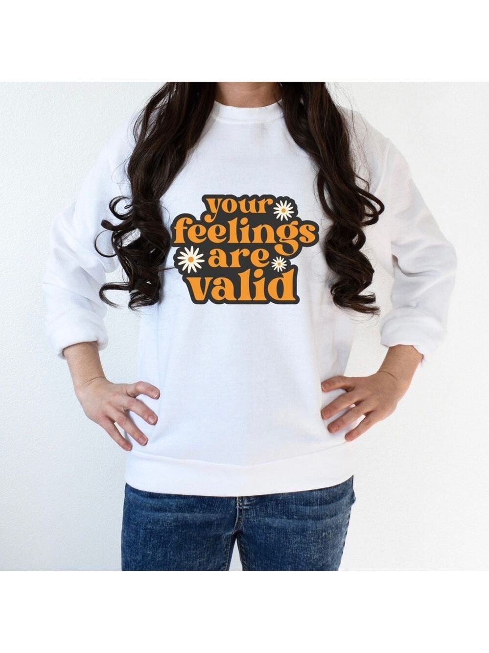 Valid feelings mental health graphic crewneck sweatshirt oversized extra large - Picture 2 of 10